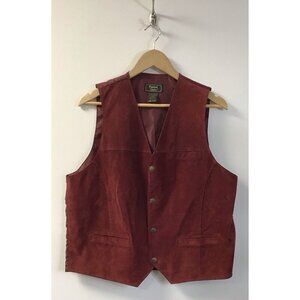 John L Blair Vest Men L Personal Choice 4 Snap Button Leather Western - Red 🤠